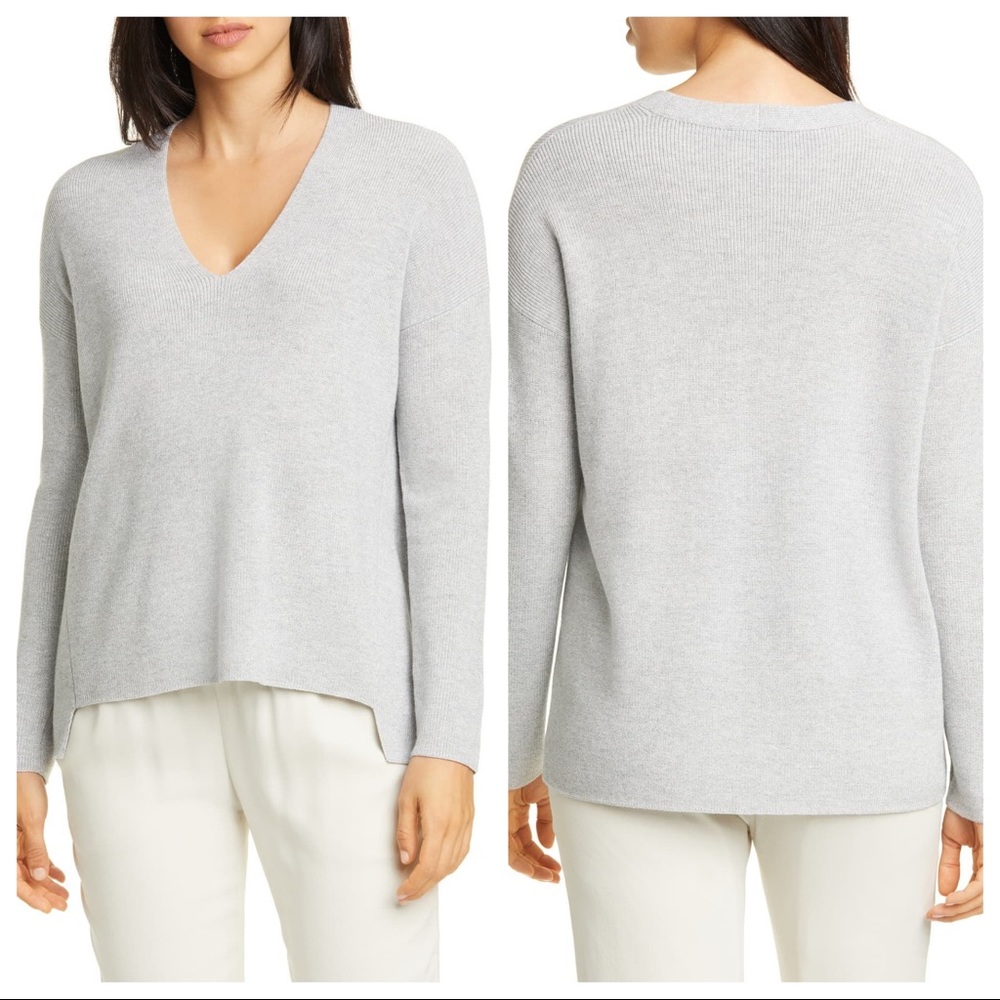 Eileen Fisher Gray V-Neck Sweater